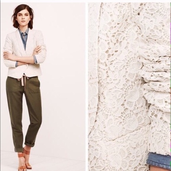 LOFT Cream Crochet Lace Blazer - Picture 12 of 12